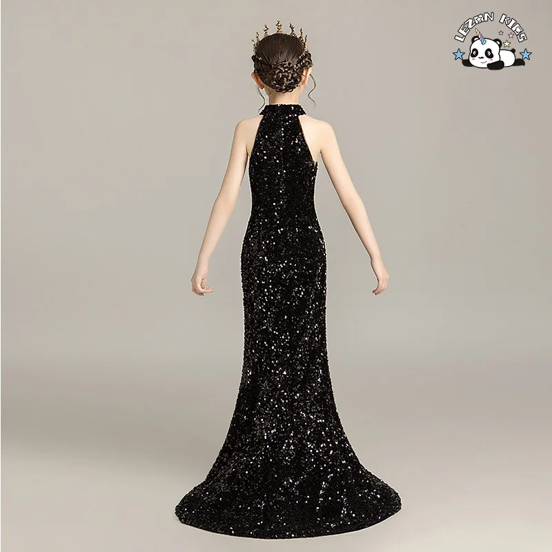 LEZONKIDS - New Designer Mermaid Sequin Gown Princess Dress Girls Evening Dress for Party Performance